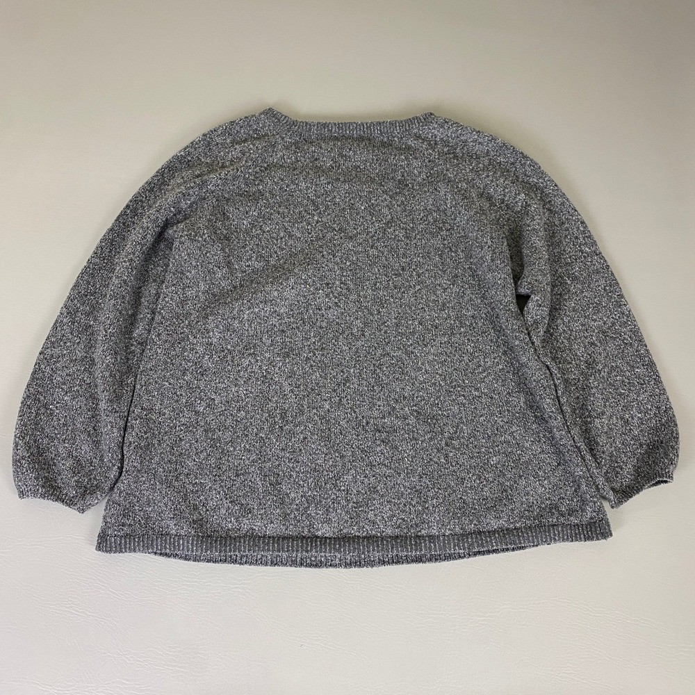 Style & Co Sweater Women's Plus 2X Gray Knit Rose Flower Long Sleeve Pullover - Picture 10 of 11